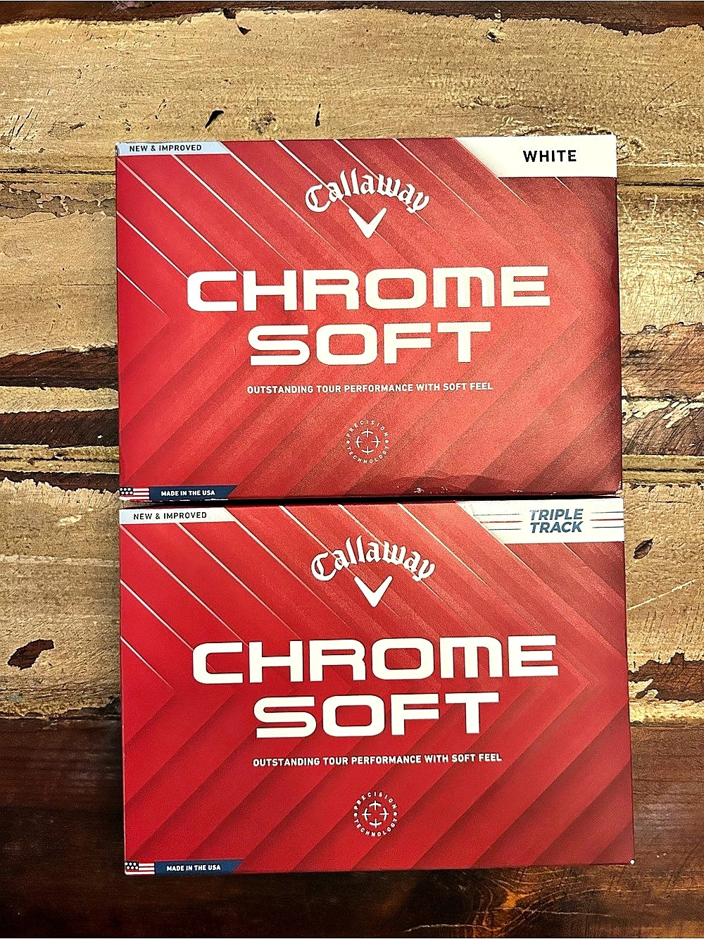 Pack of 2 Callaway Chrome Soft Golf Balls White & Triple Track Golf Balls